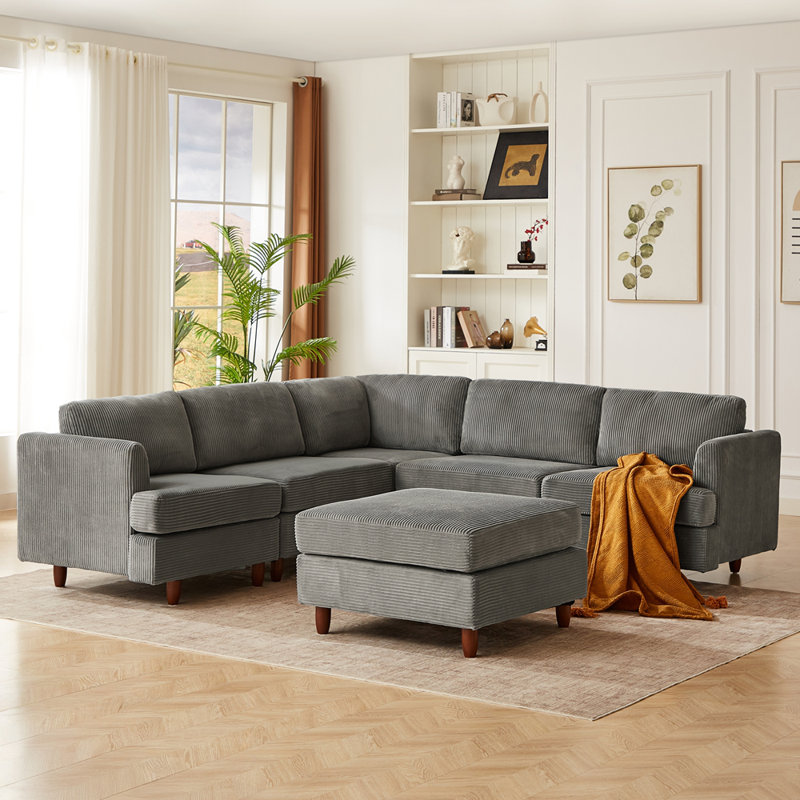 Canapé modulaire de style moderne, canapé-lit 6 places, Gris