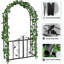  2M Heavy Duty Steel Garden Arch Trellis with Gate for Climbing Plants Roses 