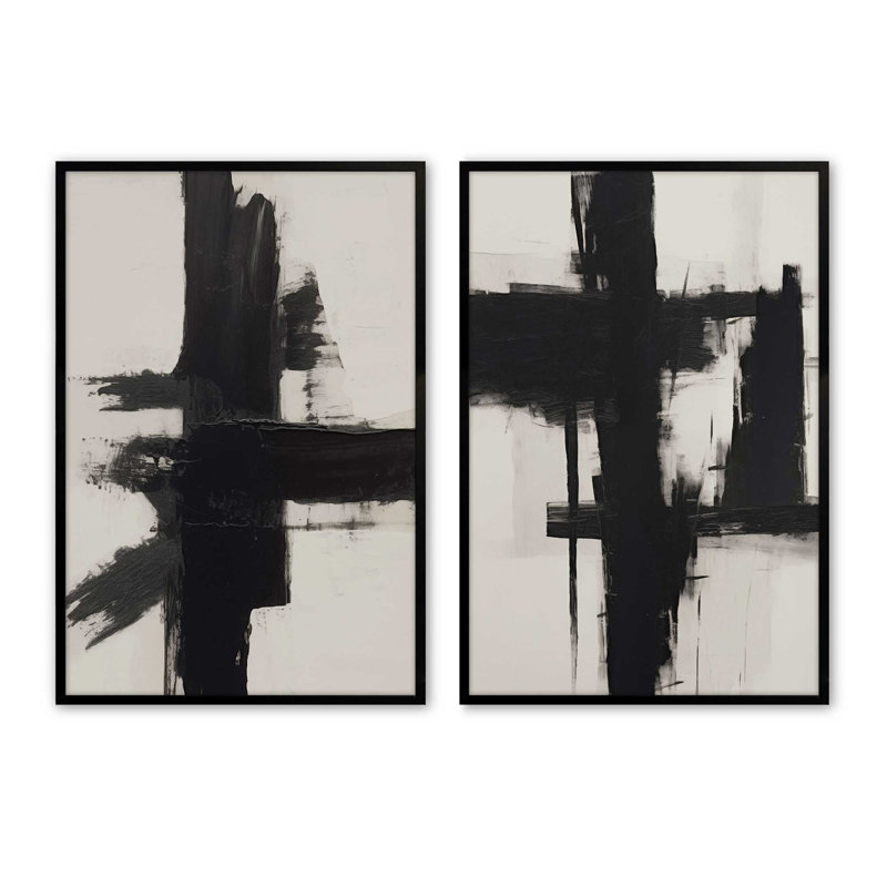 Contrast in Silence, ensemble de 2 impressions dans un cadre, Noir satiné, H 25 po x l 38 po