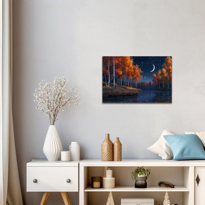 "Large Winter Birch Forest", art mural encadré, peinture, nuit d'automne, scène naturelle, impressions sur toile pour le salon, chambre à coucher, bureau, affiche murale décorative, affiche d'art, 24 x 36 pouces