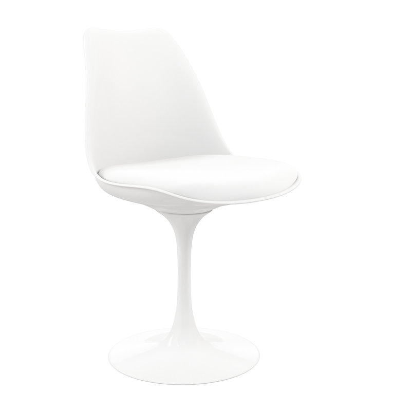 Chaise d'appoint blanche rembourrée en similicuir