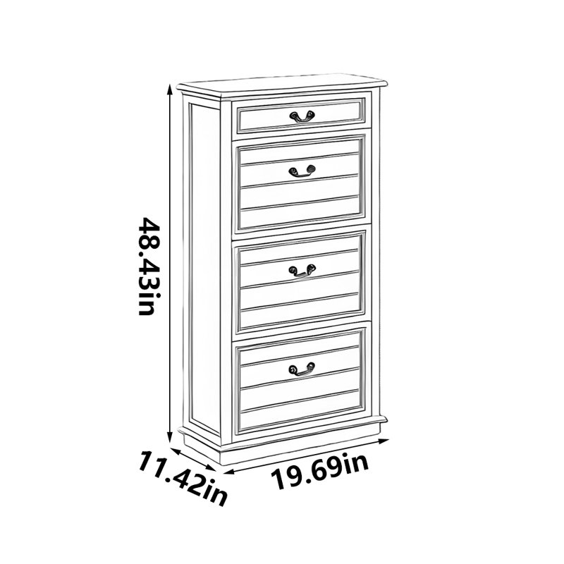 Classic black popular storage shoe cabinet, 48.43" H x 19.69" W x 11.42" D