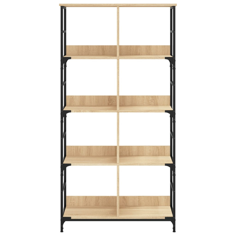 Solum 153cm H x 78.5cm W Steel Etagere Bookcase, Sonoma Oak