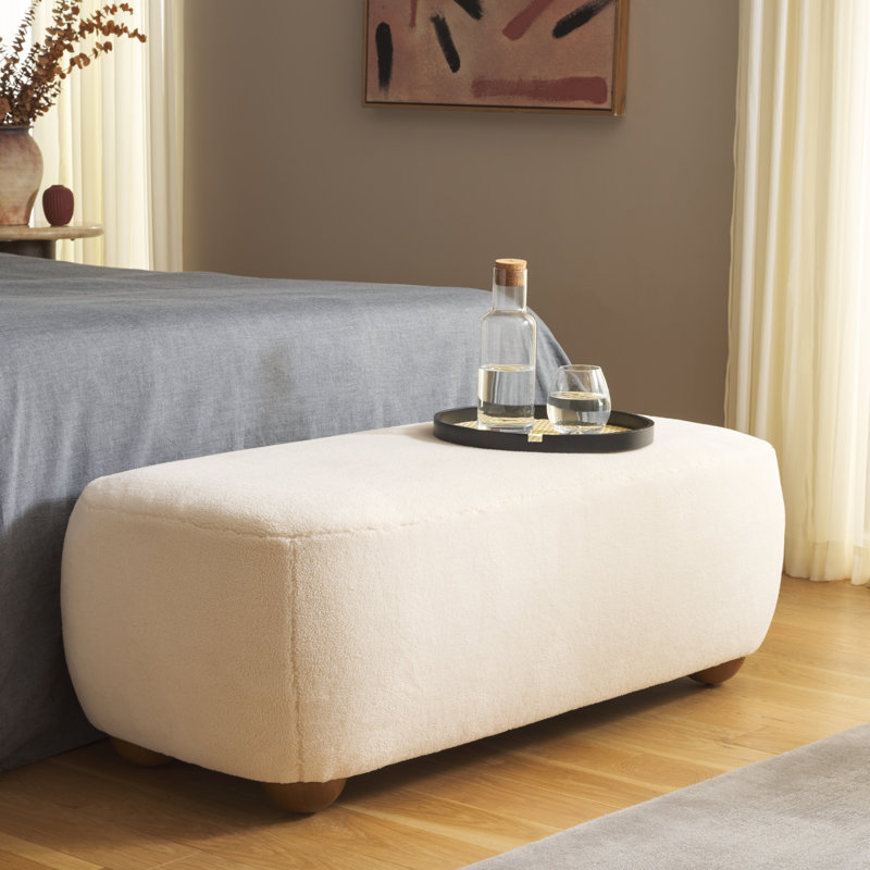 Carrah 50" Rectangle Ottoman, Cream