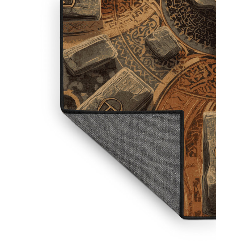 Tapis doux moelleux au look traditionnel rétro Somerset en brun - reliure noire, 2 x 5