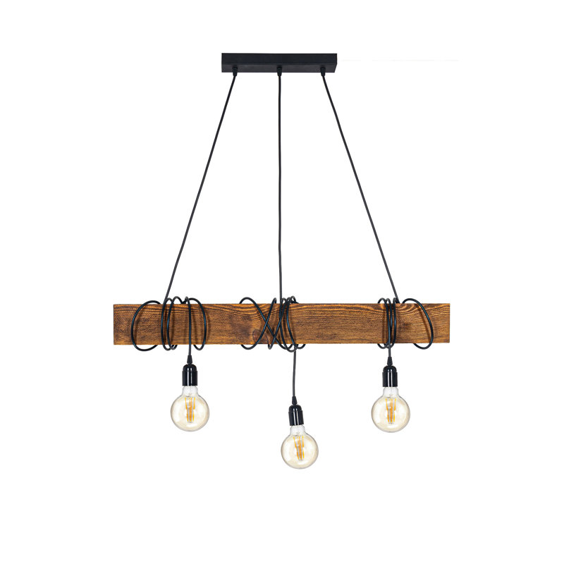 Kerley 3 - Light Kitchen Island Pendant, Rustic Satin Oak