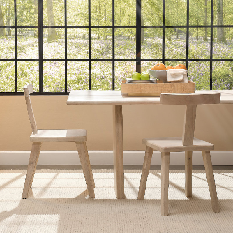 Arc Solid Wood Dining Table, Light Bleach