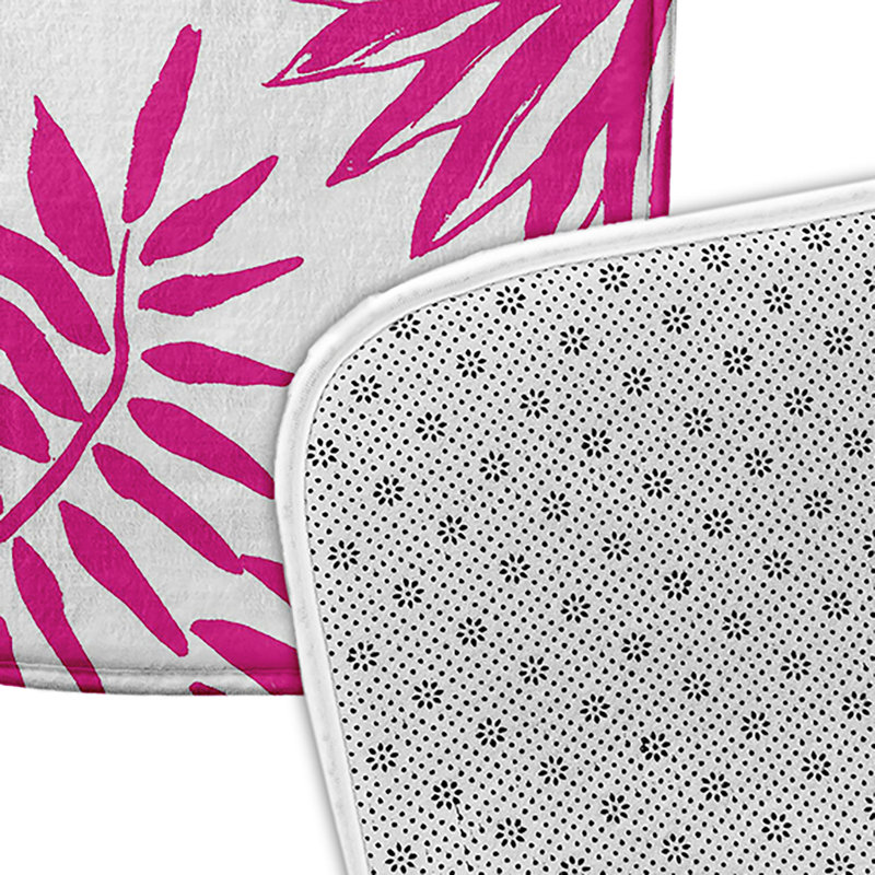Tapis de bain Mango Pineapple Leaves, L 17 po x L 24 po, Rose