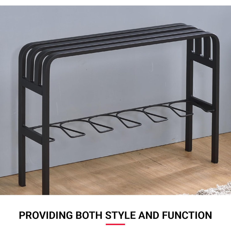 Banc à chaussures horizontal moderne avec structure en fil de fer incurvé, range-chaussures d'entrée et solution de rangement