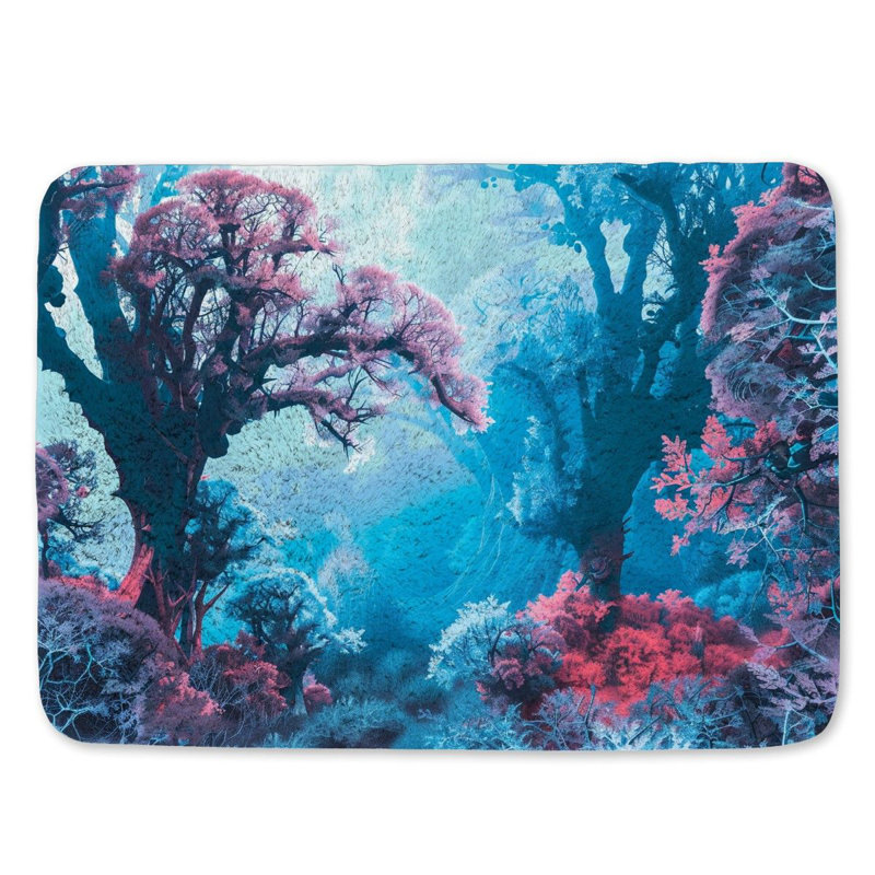 Trendy Floral Plush Microfiber / Microsuede Bath Mat, Single - 24" L x 17" W