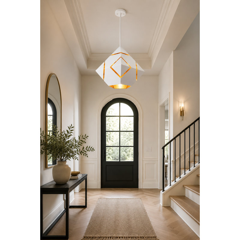 Lustre géométrique unique à 4 lumières Streater, Blanc