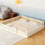 Lit plateforme tapissier double avec garde-corps et coussin Beige