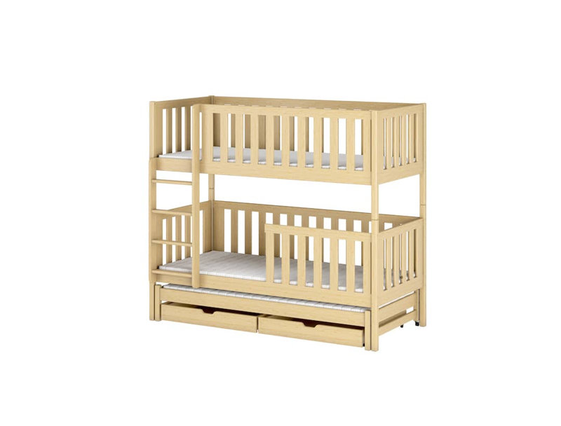Plimoth Bunk Bed with Storage Included with Built-in Ladder Included with Trundle Included, Natural
