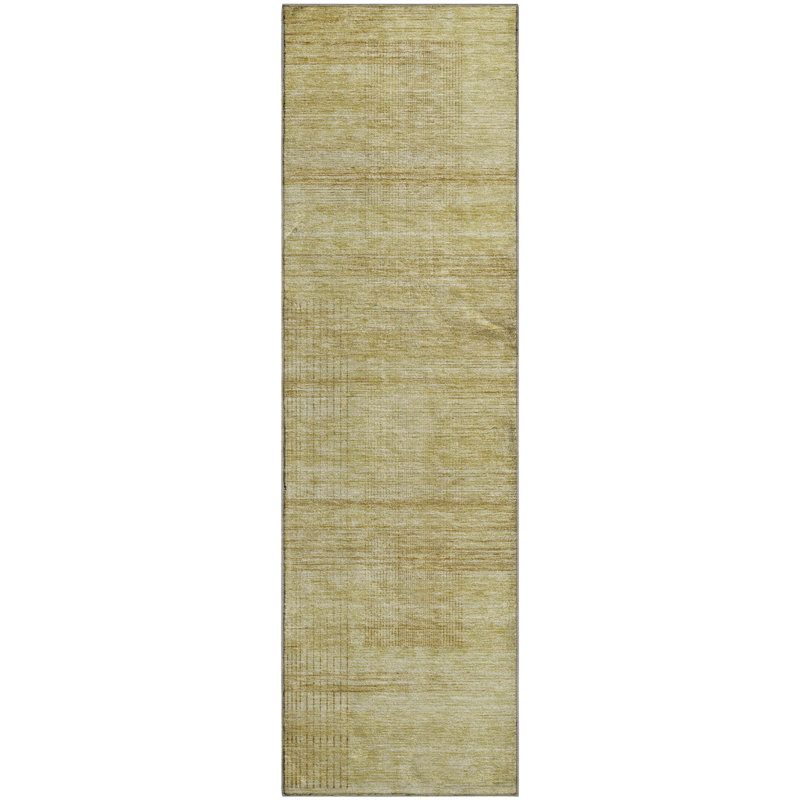 Premium Machine Washable Prisco Gold Rug, Runner 2'3" x 7'6"