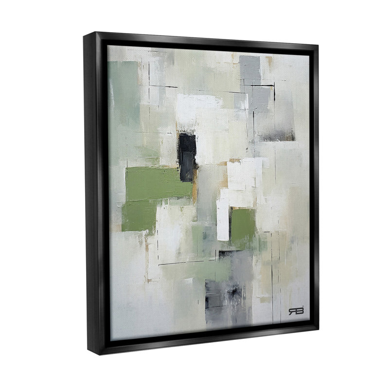 "Subtle Gray Shapes" par RB sur toile, Cadre flottant noir de jais, H 21 po x l 17 po
