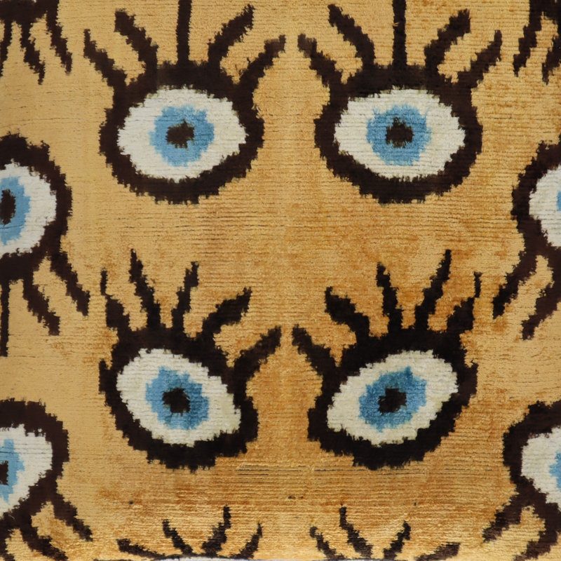 Coussin décoratif géométrique, 16 po x 16 po, Carré, Jaune / bleu pâle