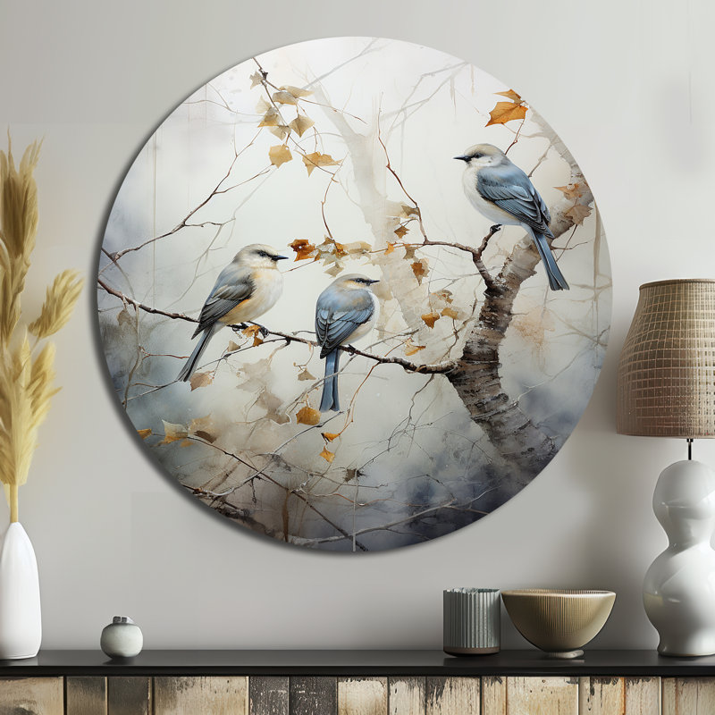 Oiseau Silent Watcher II - animaux, art en métal rond, H 23 po x l 23 po x P 1 po