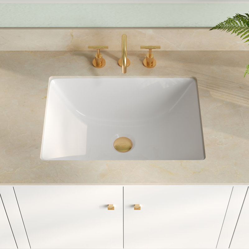 Lavabo de salle de bain rectangulaire encastré en porcelaine vitreuse avec trop-plein DeerValley Ursa 18 "X 13", Blanc