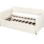 Lit de jour simple rembourré avec lit gigogne, beige, tissu doux, cadre, lit gigogne beige et lattes de bois peu encombrantes, fabrication, aucun sommier requis