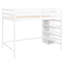 Lit mezzanine double blanc avec garde-robe et escalier de rangement - Structure en bois de pin pour une configuration de chambre à coucher à l'intérieur-1453558323