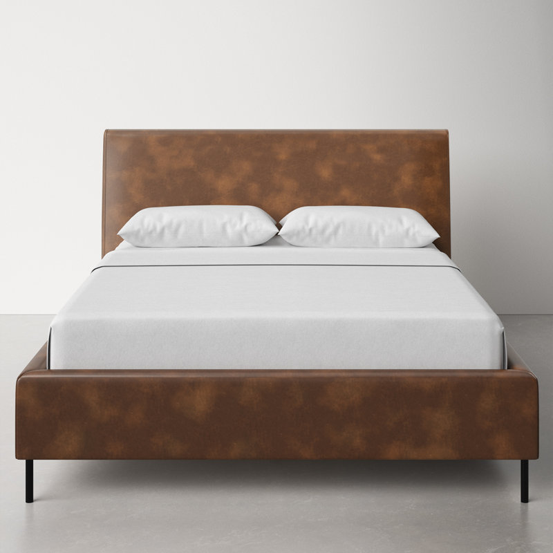 Naoma Vegan Leather Platform Bed, Brown, California King