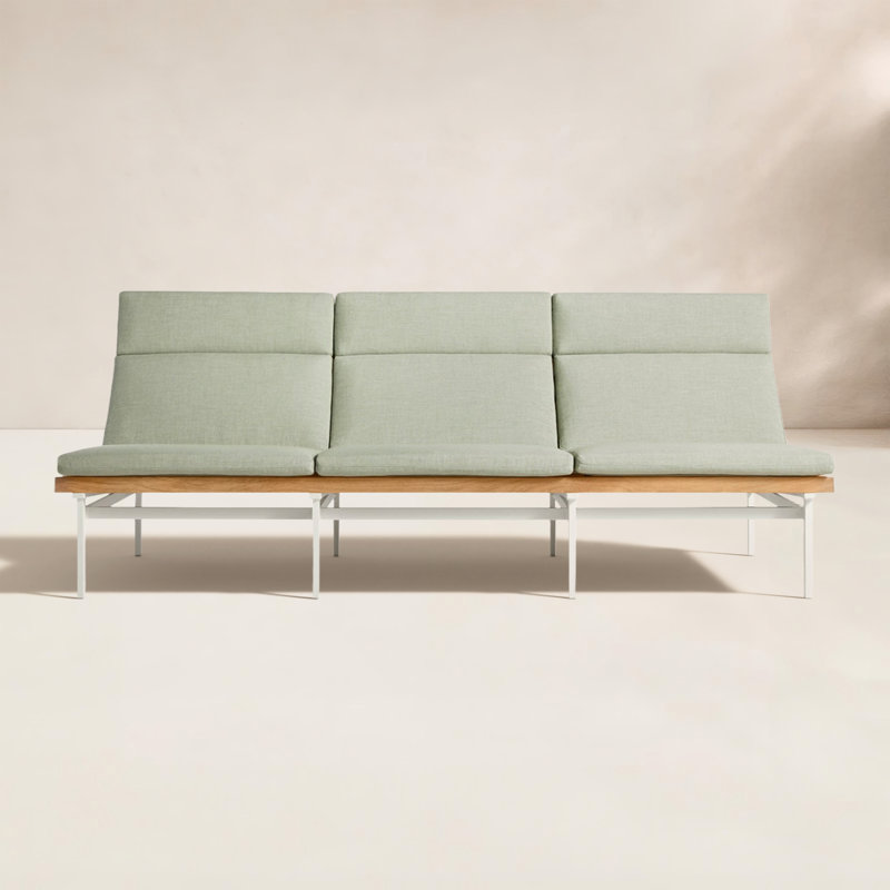 Perch Outdoor 3 Seat Sofa, Sunbrella Haze, White