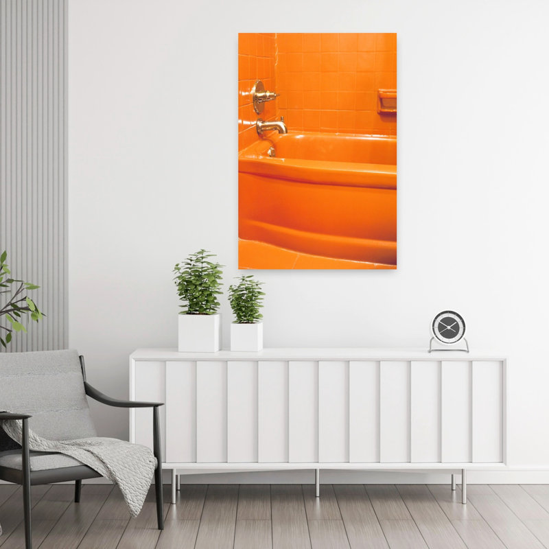 Orange Tub Abstract Contemporary Wall Art Print 1 Piece Wrapped Canvas Wall Art, 91.44cm H x 60.96cm W