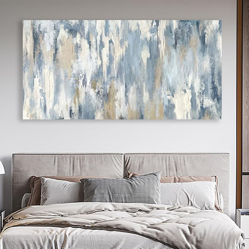Abstract Wall Art - Gray Blue Beige Canvas Pictures For Living Room Contemporary Painting Prints Decor Modern Graffiti Artwork Wall Art For Bedroom Home Office Decoration 20" X 40"