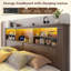 Structure de lit de ferme avec tête de lit et éclairage à DEL et USB, 4 tiroirs sous le lit, station de charge intégrée, aucun bruit, aucun sommier nécessaire-404900107-404900105