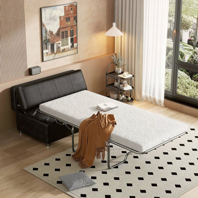 Lit simple escamotable avec repose-pieds et lit d'invité convertible noir