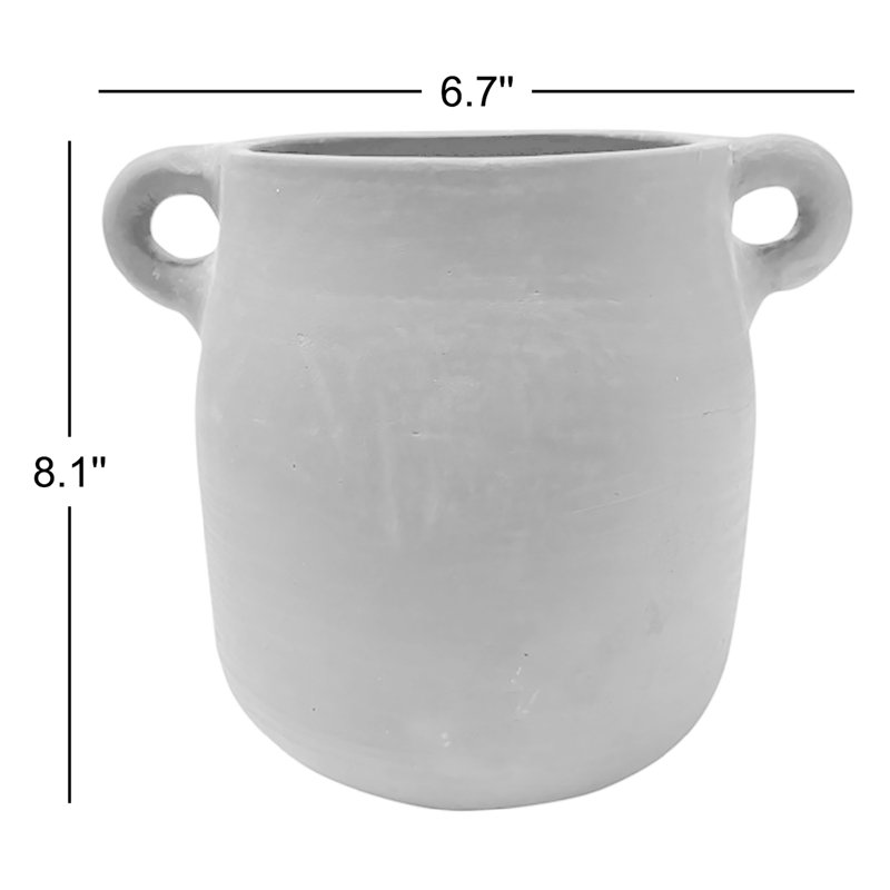 Vase en terre cuite Ostara H naturel 8,1 po et diamètre 6,7 po, Noir
