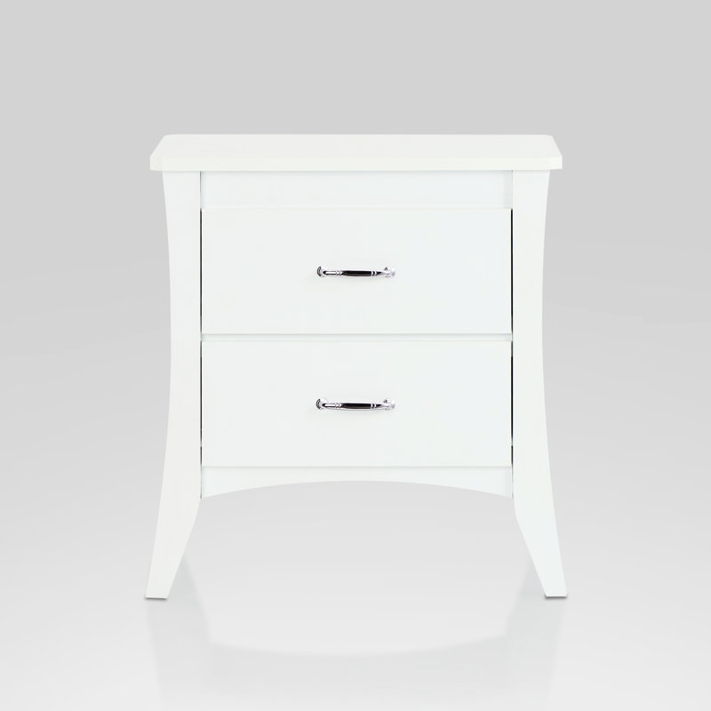 Table de chevet rectangulaire blanche à 2 fonctions - structure en bois, pieds fuselés, configuration 25 po x 24 po