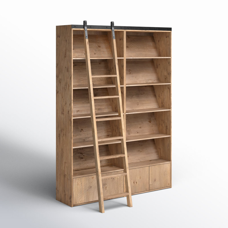 Bane Solid Wood Bookcase, Smoked Pine