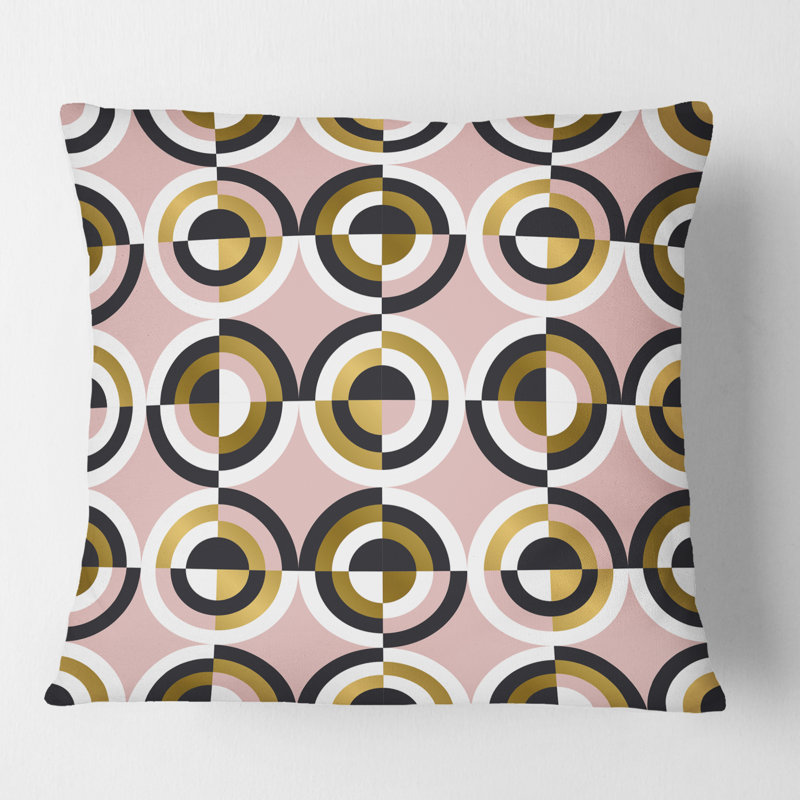 Coussin décoratif abstrait à motif géométrique abstrait rétro I - Mid-Century, 18 po x 18 po