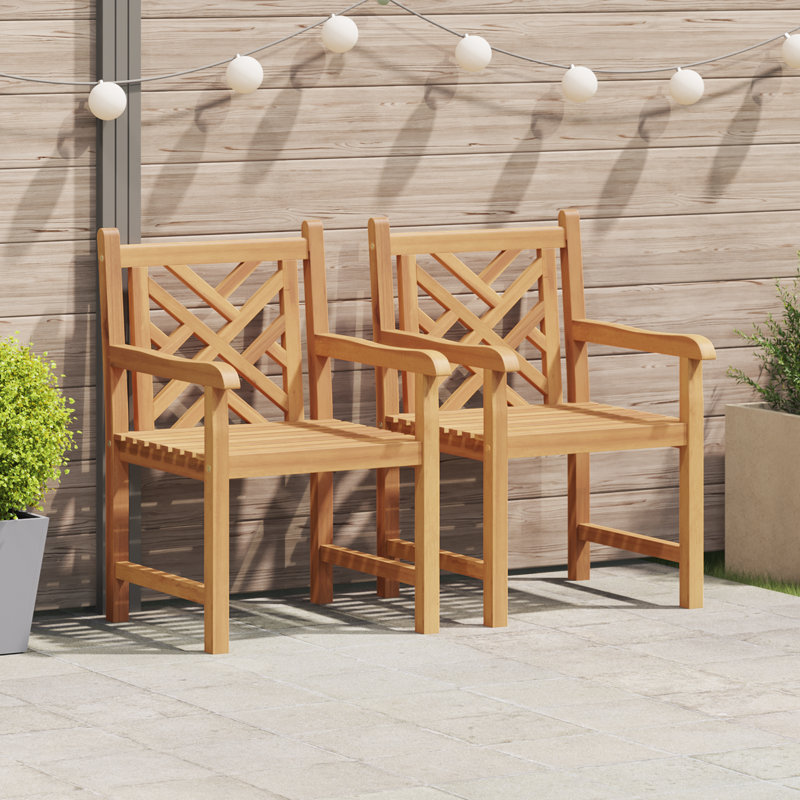 Chaise vidaXL 2 pièces en bois de teck massif brun 23,62 x 22,83 x 35,43