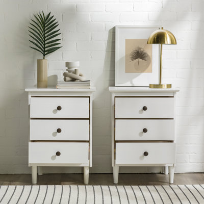 Lafever Mid-Century Modern Minimalist 3-Drawer Solid Wood Nightstands