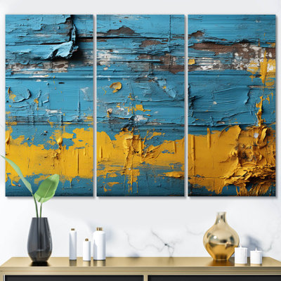 Échos d'Ukraine, ensemble d'art mural rétro sur toile bleu et jaune