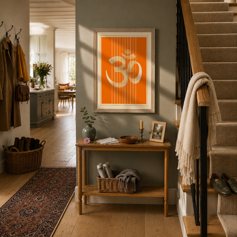 Om In White Minimalist - Print, Oak, A4 - 29.7 x 21.0 cm