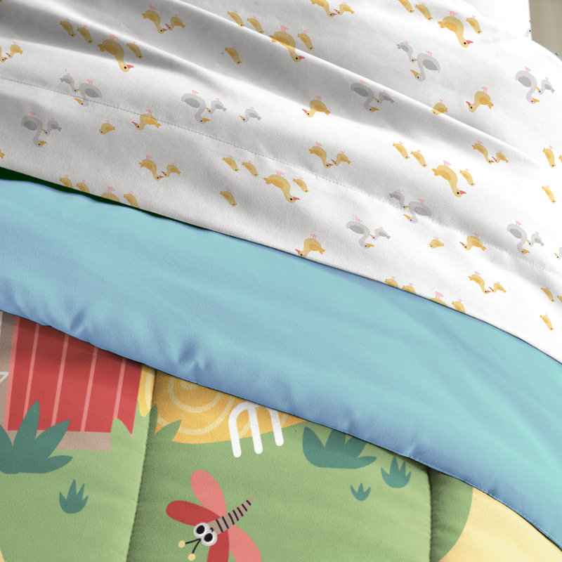 Full Blue Microfiber Reversible Kids Bed in a Bag Set