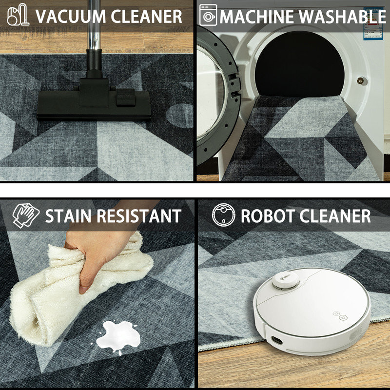 Tapis antidérapant lavable à motif géométrique abstrait