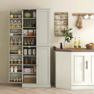 65" Kitchen Pantry Cabinet, Modern Storage Cabinet With Doors And Shelves, Freestanding Cupboard