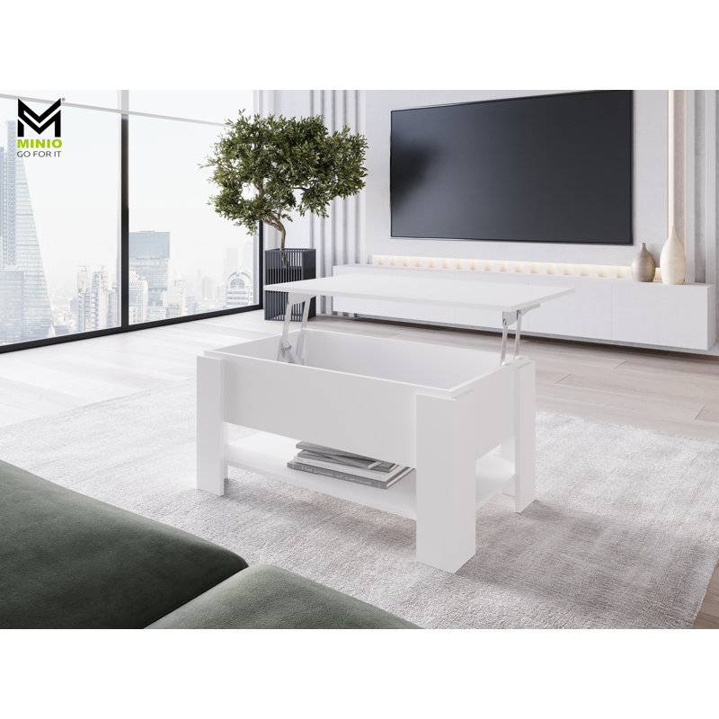 Cazadero Lift Top Four Leg Coffee Table with Storage, White