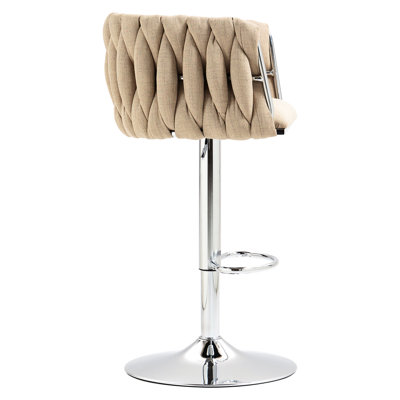 Fauteuil de bar jaune de 2, pivotant sur 360 ° avec dossier tissé et repose-pieds, hauteur réglable pour îlot de cuisine, café, pub - Design élégant en tissu