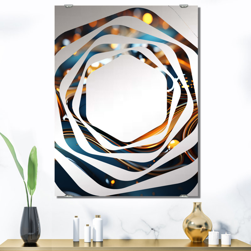 Srinithi - Grand miroir mural fractal abstrait, 40 po x 30 po