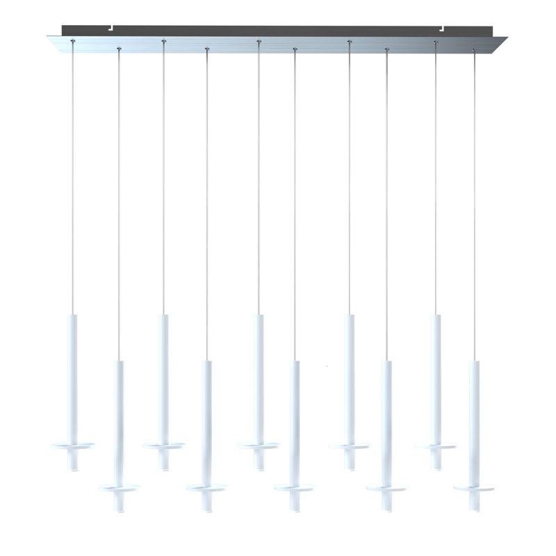 Luminaire suspendu cylindrique à DEL 10 lumières Zakaryan, Blanc