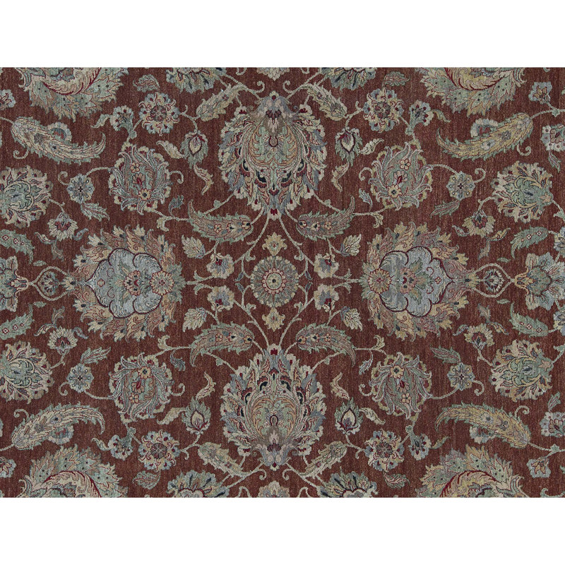 Tapis brun foncé de haute qualité noué à la main