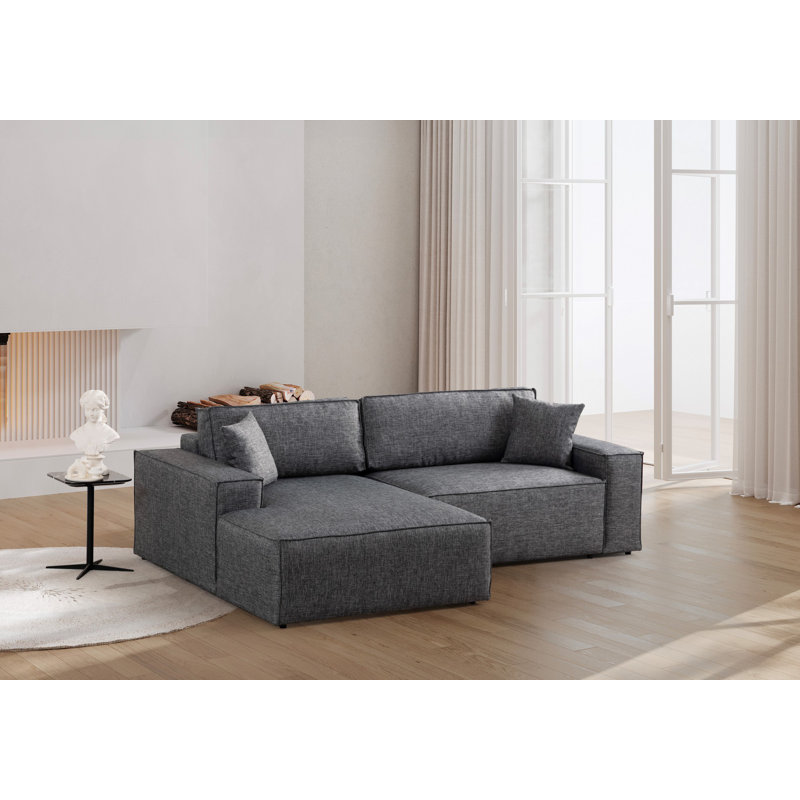 Canapé-lit d'angle, Mélange de polyester gris, Orienté à gauche (vu de face)
