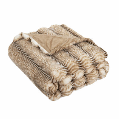 Thick Stripe Rabbit Faux Fur Throw