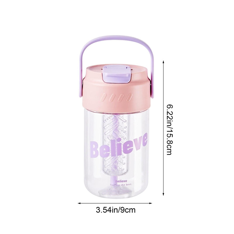 Bouteille d'eau Tasse de paille sur le thème de l'été 600 ml ShatterProof, Rose