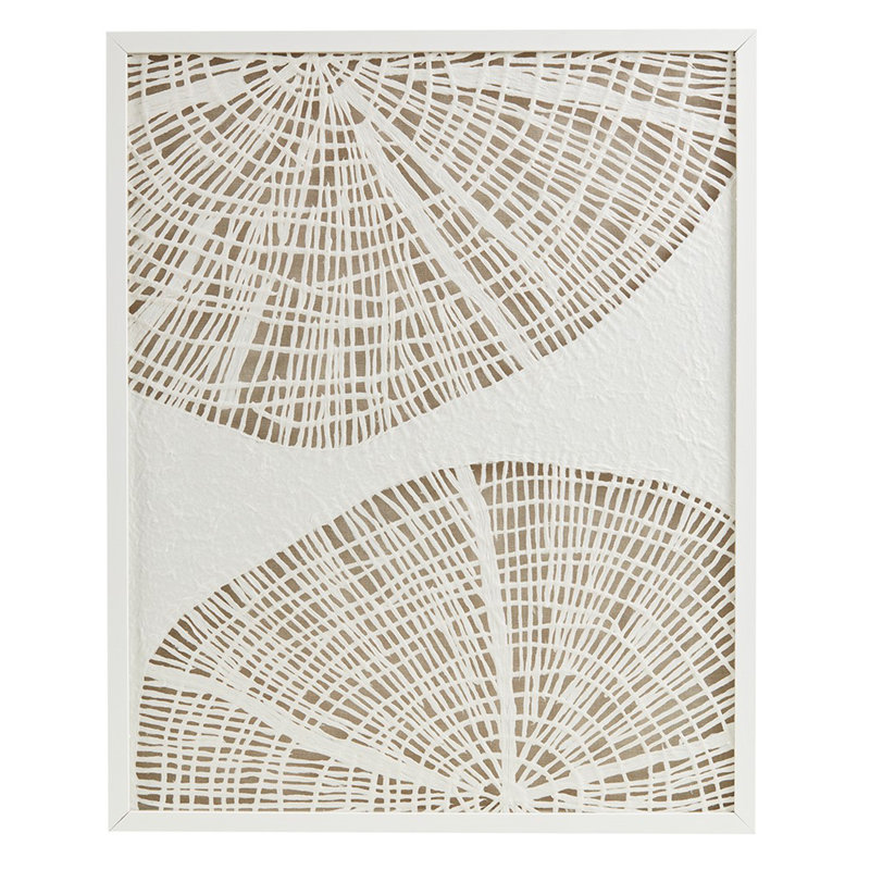 Framed Abstract Coastal Rice Shadowbox Wall Decor Off-White See Below